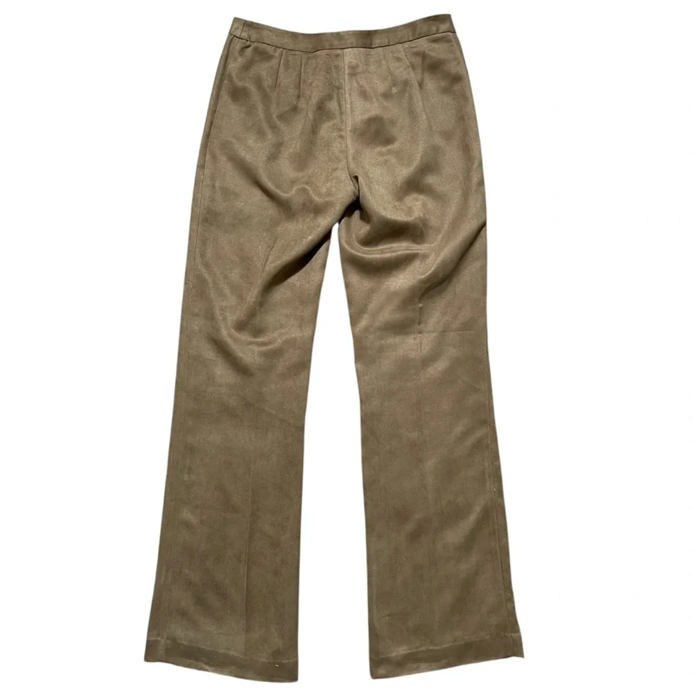 Casual Corner Faux Suede Brown Straight Leg Pants Sz 6 Minimalist Workwear‎ Chic